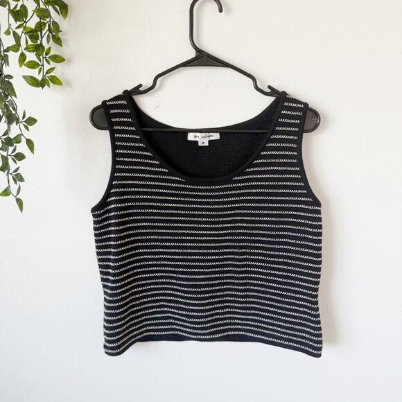 Vintage St. John Striped Crop Tank Top Sz M - Picture 1 of 5